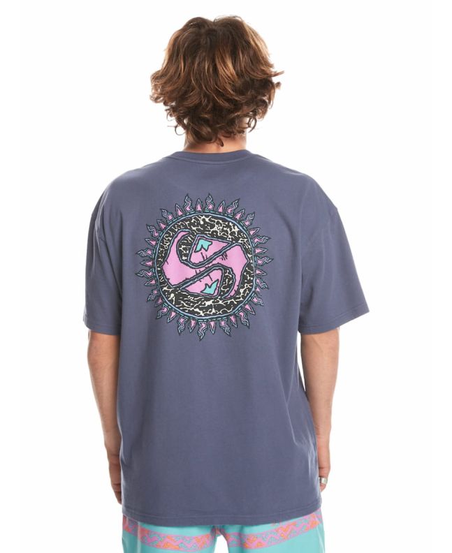 Hombre con camiseta oversize de manga corta Quiksilver Spin Cycle Azul