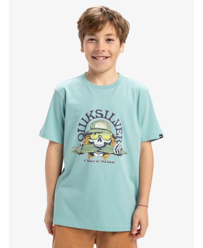 Niño con Camiseta surfera de manga corta Quiksilver Ev Skull Feast Azul Acuífero 