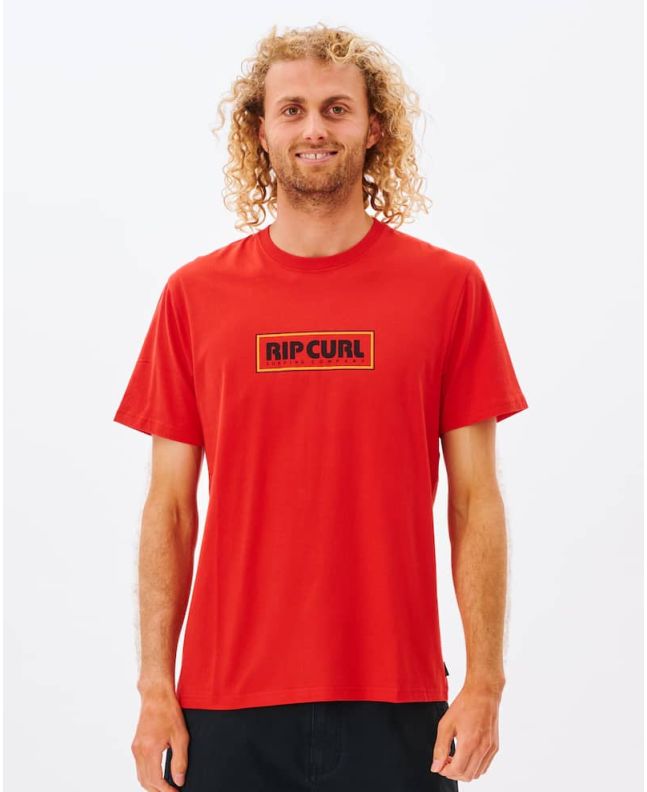 Hombre con camiseta orgánica de manga corta Rip Curl Big Mumma Icon Roja