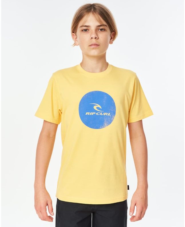 Niño con camiseta de manga corta Rip Curl Corp Icon amarilla
