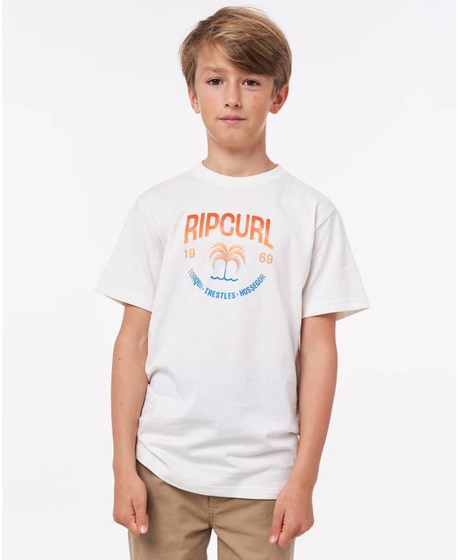Niño con camiseta de manga corta Rip Curl Desti blanco hueso