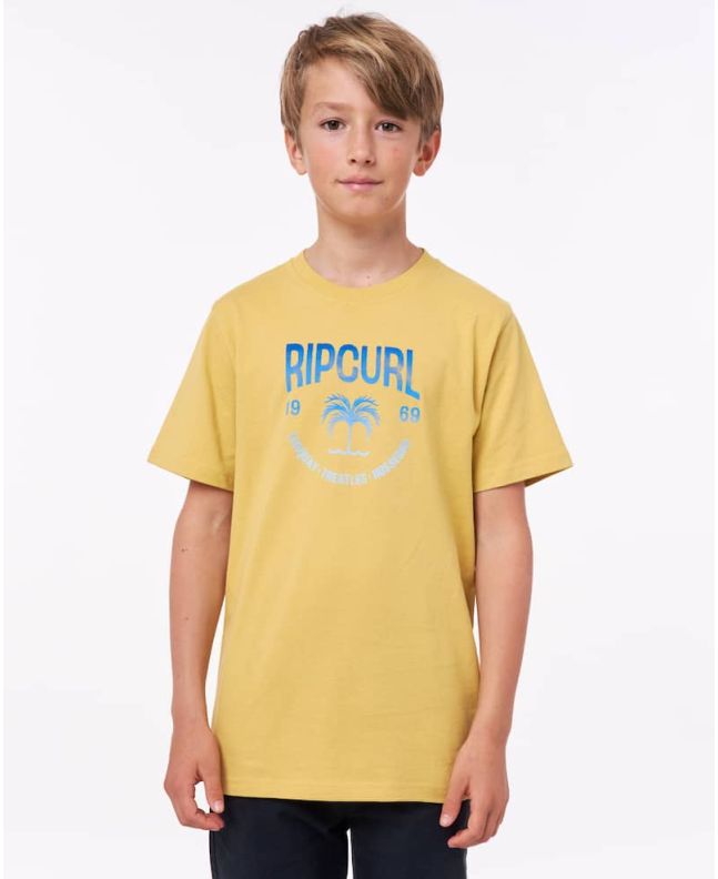 Niño con camiseta de manga corta Rip Curl Desti amarilla