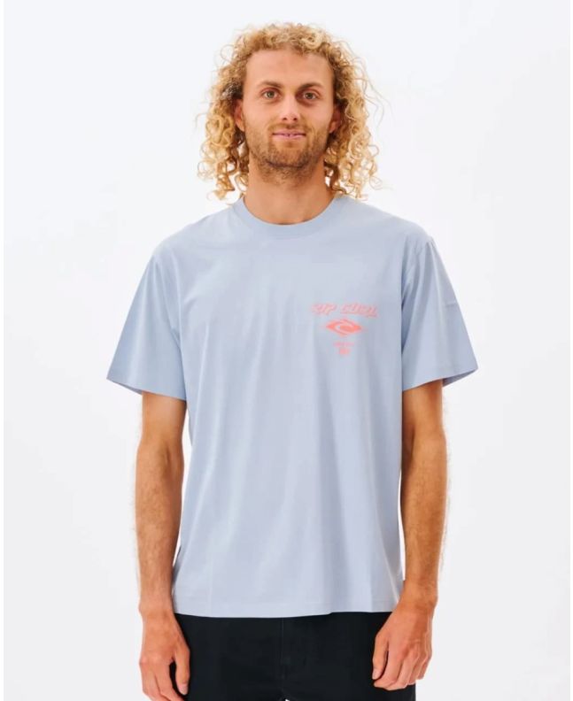 Hombre con camiseta surfera de manga corta Rip Curl Fade Out Icon azul