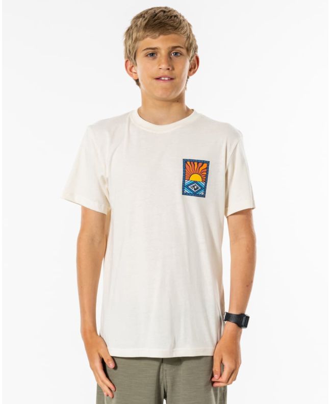 Niño con camiseta de manga corta Rip Curl Salt Water Culture Hazed blanca