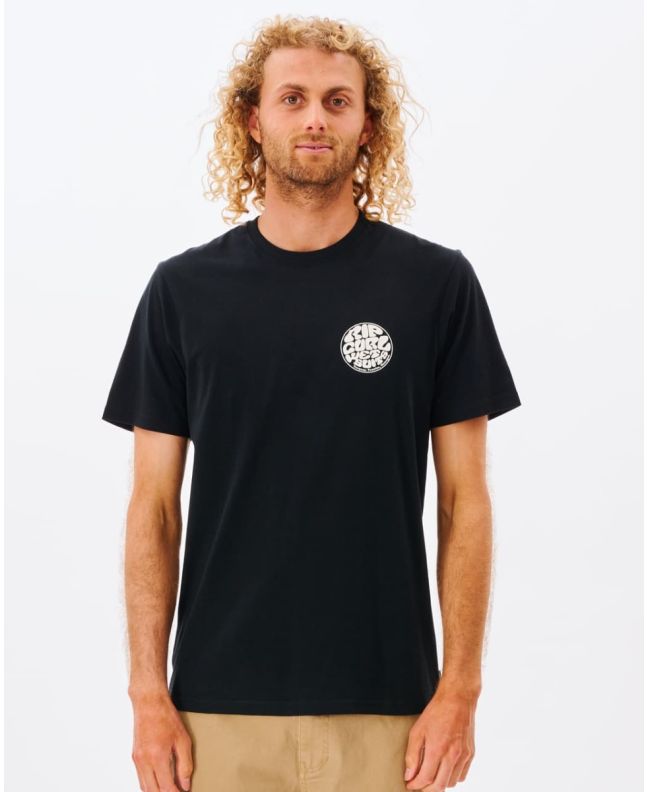 Hombre con camiseta orgánica de manga corta Rip Curl Wetsuit Icon Negra