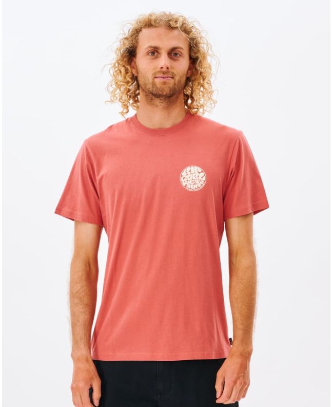 Hombre con camiseta orgánica de manga corta Rip Curl Wetsuit Icon roja