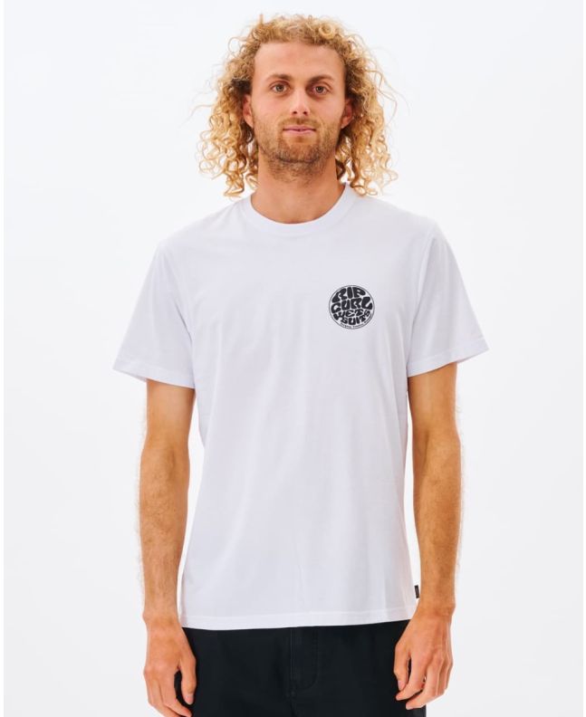 Hombre con camiseta orgánica de manga corta Rip Curl Wetsuit Icon blanca