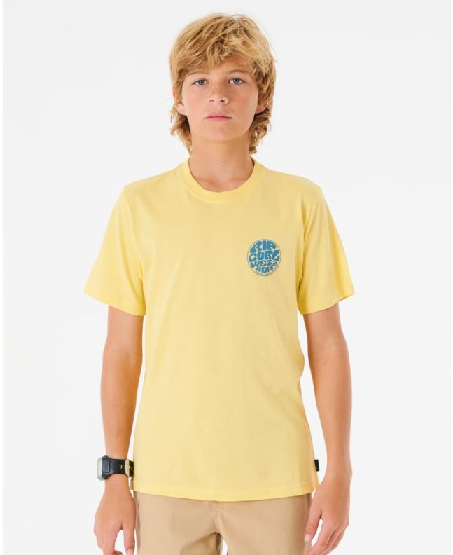 Niño con camiseta surfera de manga corta Rip Curl Wetsuit Icon amarillo manteca