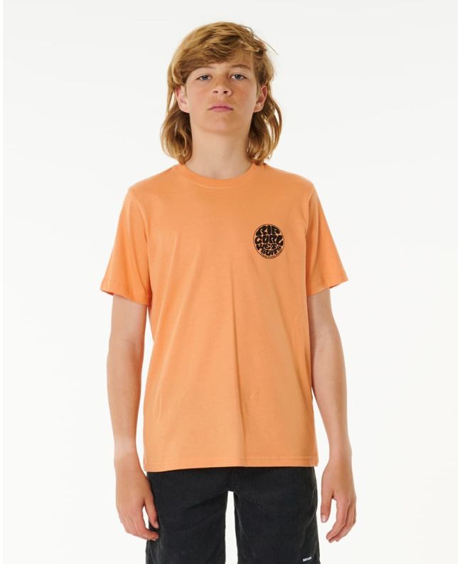 Niño con camiseta de manga corta Rip Curl Wetsuit Icon Kids melocotón