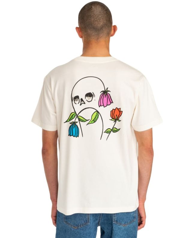Hombre con camiseta orgánica de manga corta RVCA Flower Skull Blanca