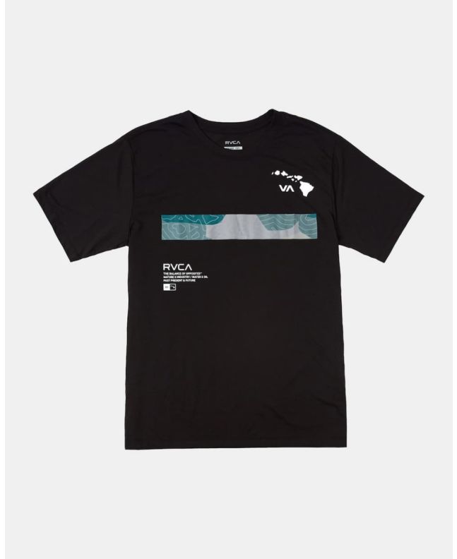 Camiseta deportiva de manga corta RVCA Hawaii Bar Topo Camo Negra para hombre