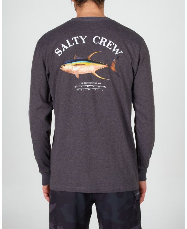 Hombre con camiseta de manga larga Salty Crew Ahi Mount Standard Gris Oscuro 