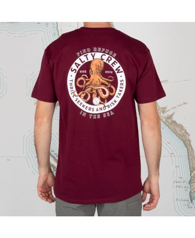 Hombre con camiseta de manga corta Salty Crew Deep Reach granate