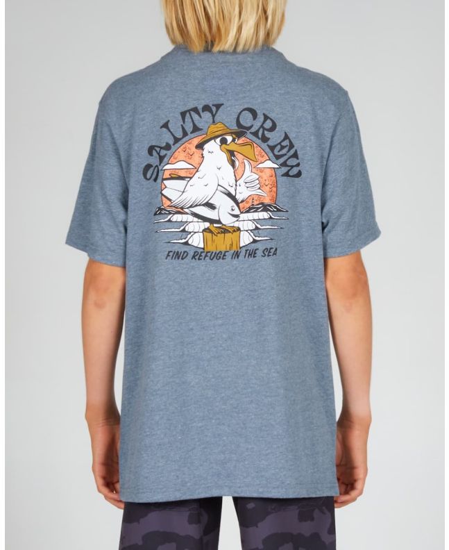 Niño con camiseta de manga corta Salty Crew Gone Fishin gris