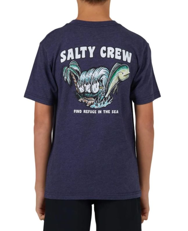 Niño con camiseta de manga corta Salty Crew Shaka Boys Azul Marino Jaspeado