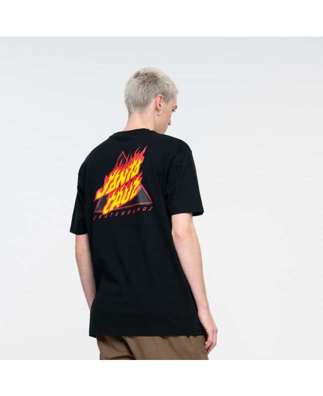 Hombre con camiseta de manga corta Santa Cruz Flamed Not a Dot negra