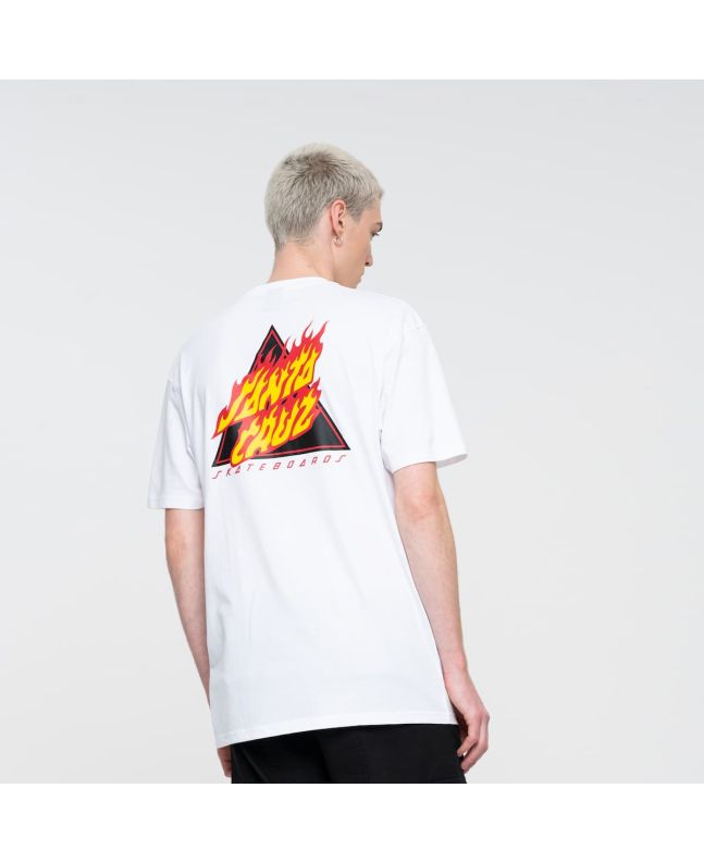 Hombre con camiseta de manga corta Santa Cruz Flamed Not a Dot blanca