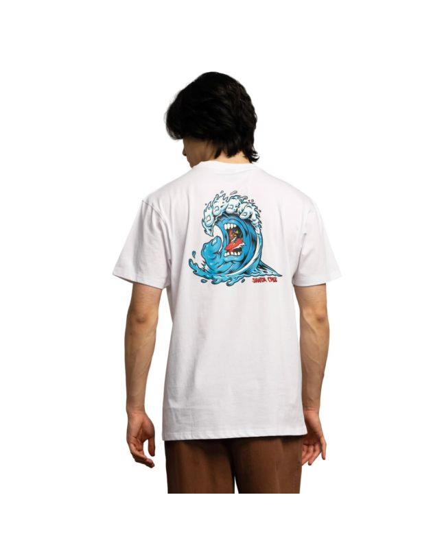 Hombre con camiseta orgánica de manga corta Screaming Wave Blanca