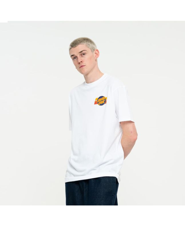 Hombre con camiseta de manga corta Santa Cruz Shark Trip blanca