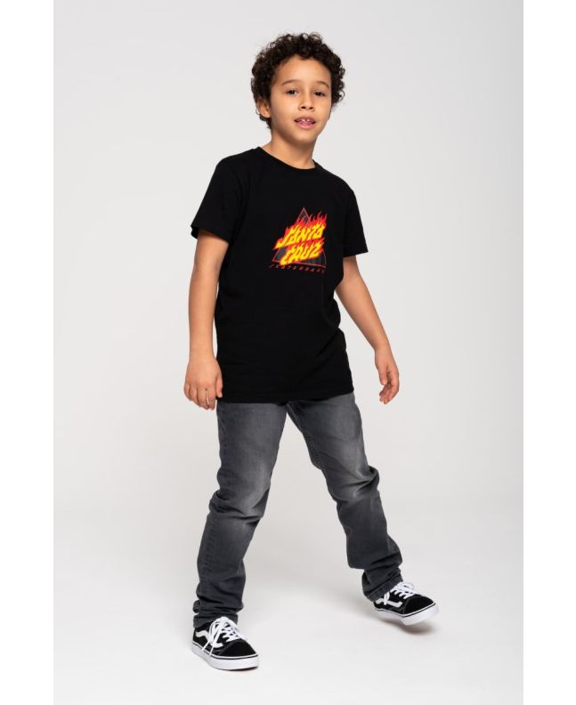 Niño con camiseta de manga corta Santa Cruz Flamed Not a Dot Front negra