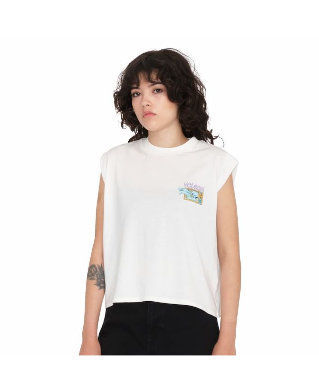 Mujer con Camiseta sin mangas Volcom Frenchsurf Blanca