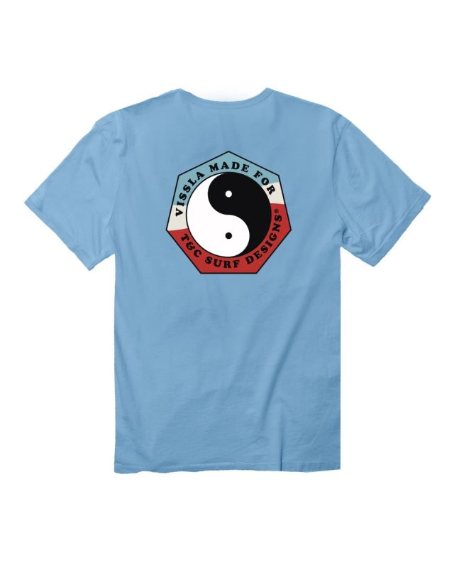 Camiseta de manga corta orgánica Town and Country Vissla Collab azul para hombre