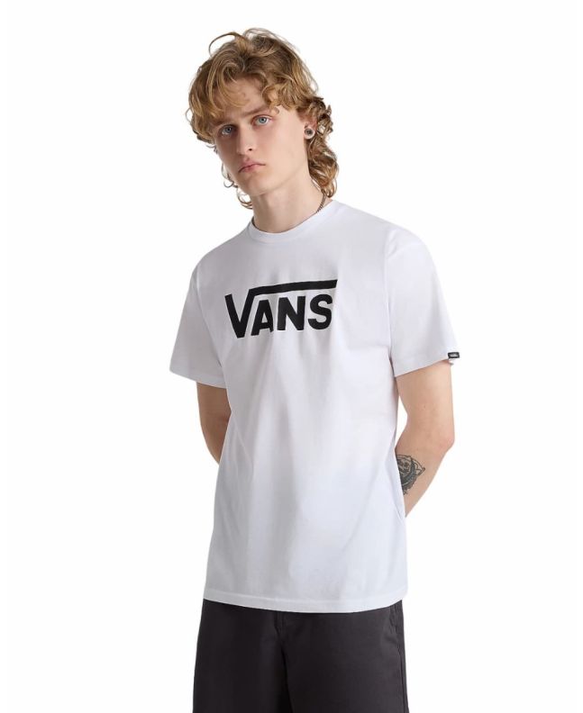 Hombre con camiseta de manga corta Vans Classic Blanca con logo Negro