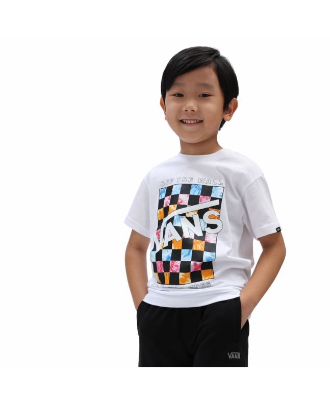 Niño con camiseta de manga corta Vans Dyed Blocks Kids blanca 