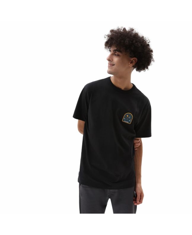 Hombre con camiseta de manga corta Vans Off The Wall con parche delantero Negra