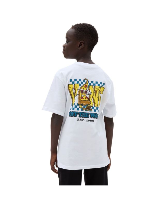 Niño con Camiseta de manga corta Vans Pizza Face Kids Blanca 