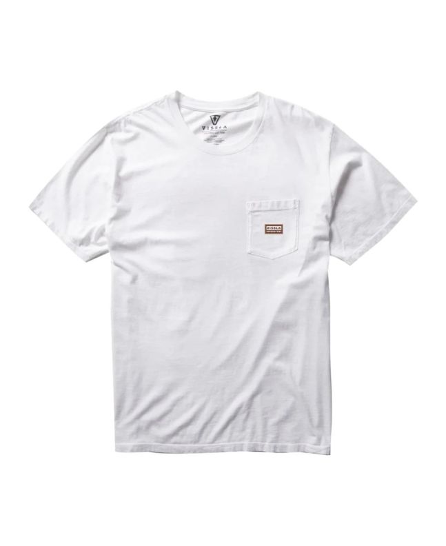 Camiseta orgánica de manga corta con bolsillo Vissla Brotherhood Premium PKT blanca para hombre