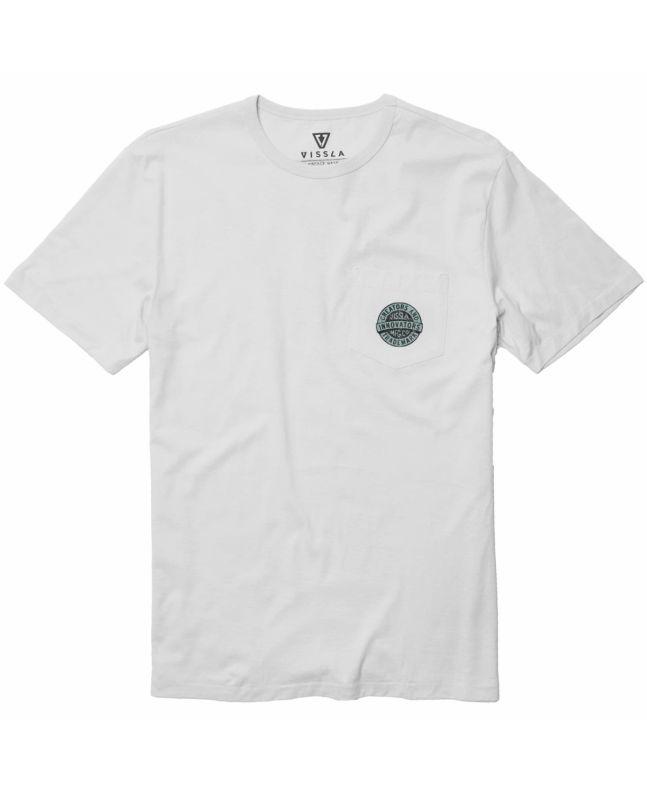 Camiseta orgánica de manga corta con bolsillo Vissla Creators Badge PKT blanca para hombre