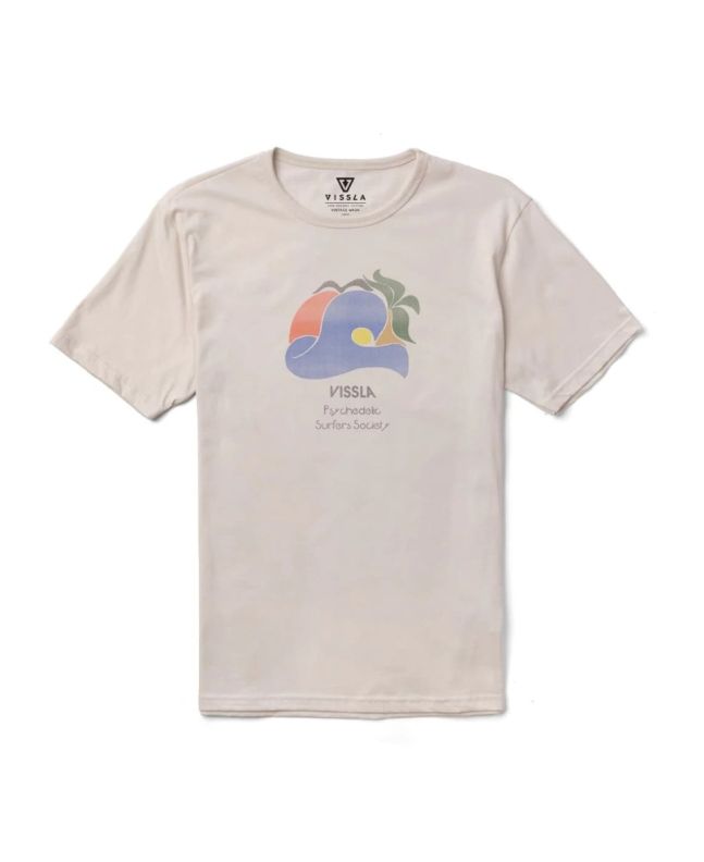 Camiseta orgánica de manga corta Vissla Psychedelic Wave Organic Blanca para hombre