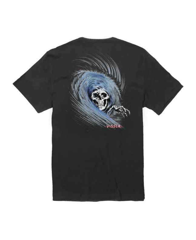 Camiseta orgánica de manga corta con bolsillo Vissla Reaper Organic negra para hombre