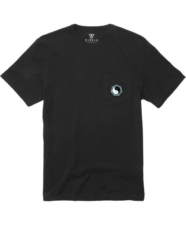 Camiseta orgánica de manga corta con bolsillo Vissla Town and Country Collab 71 negra para hombre