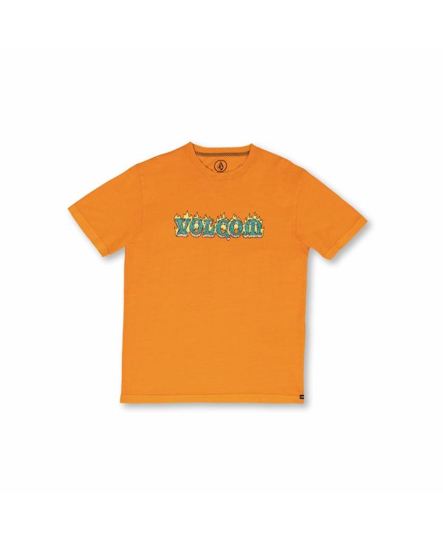 Camiseta de manga corta Volcom Alstone Saffron naranja para niños de 8 a 14 años