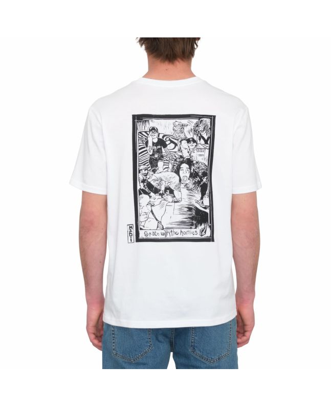 Hombre con camiseta orgánica de manga corta Volcom Maditi Blanca 