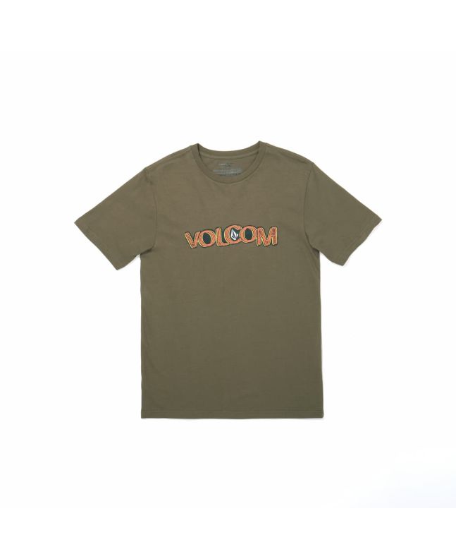Camiseta orgánica de manga corta Volcom Squable verde militar para niño de 8-14 años