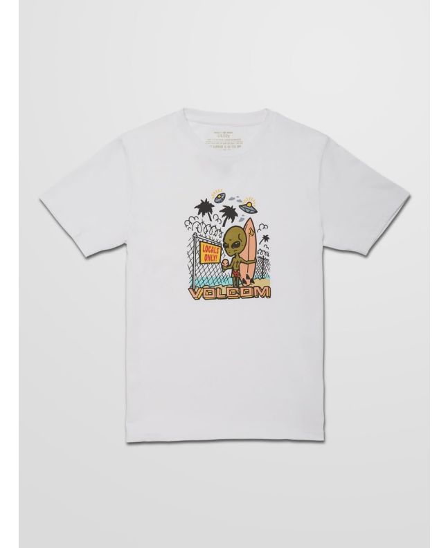 Camiseta orgánica de manga corta Volcom Ufoh BSC blanca para niño