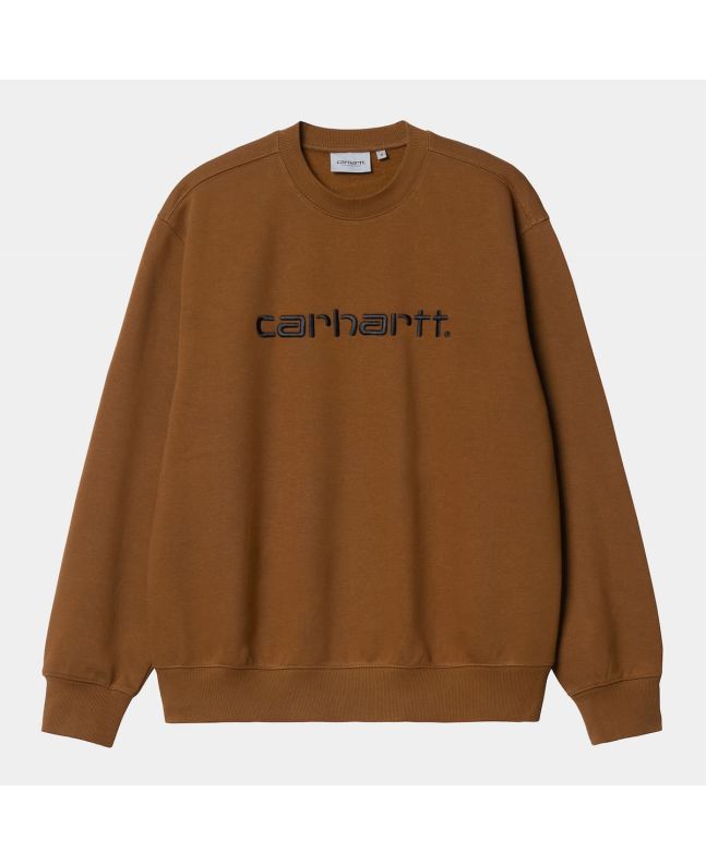 Sudadera Carhartt Sweat marrón con logo negro para hombre