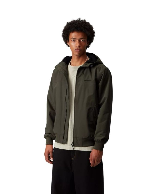 Hombre con Chaqueta impermeable con capucha Carhartt WIP Hooded Sail Jacket Verde Ciprés - Negro