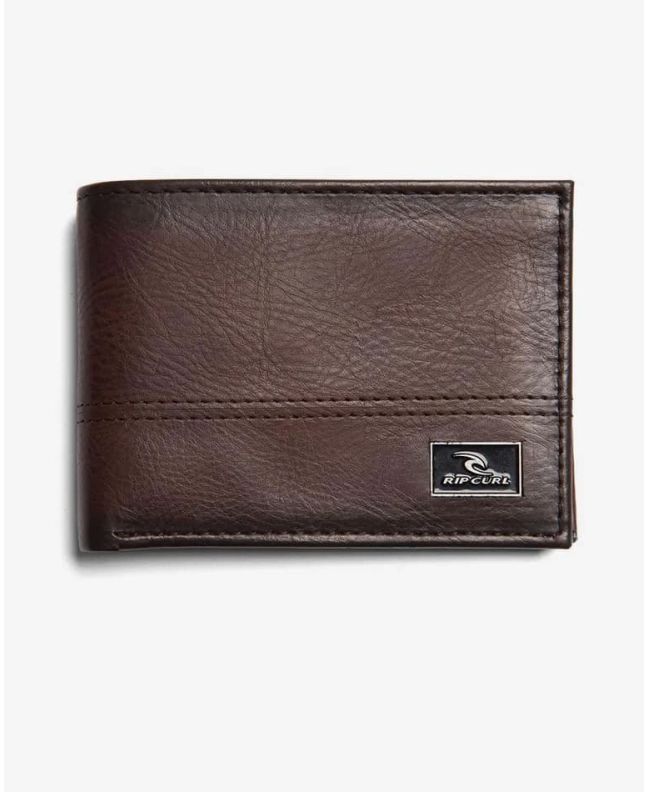 Cartera de piel sintética Rip Curl Corpawatu Icon PU Slim Black Tan para hombre
