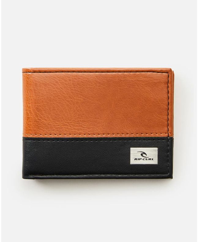 Cartera de cuero sintético Rip Curl Corpawatu Icon PU Slim marrón y negra para hombre