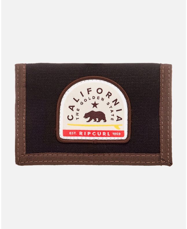 Cartera de velcro Rip Curl Custom Surf Wallet negra y marrón para hombre