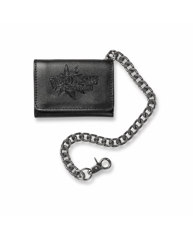 Cartera de cuero con cadena Volcom V Entertainment Leather Wallet Negra para hombre