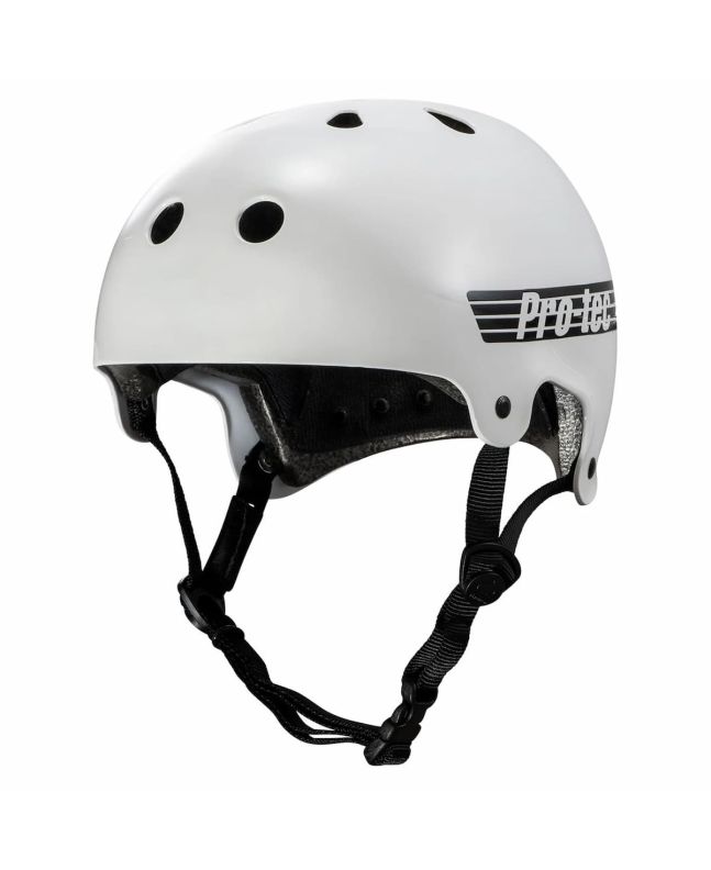 Casco para skate o bmx Pro-Tec Old School Blanco Brillante para adulto
