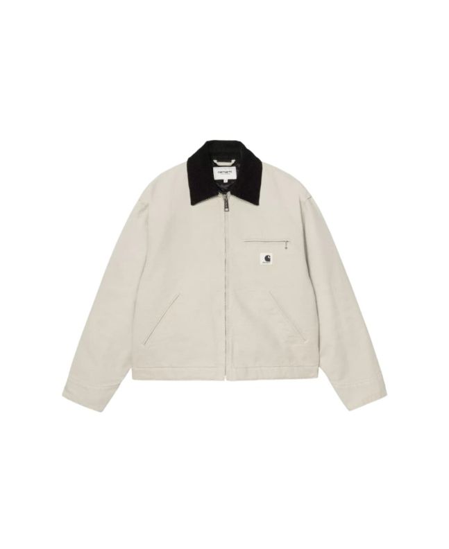 Cazadora Carhartt WIP OG Detroit Jacket para mujer en color beige flor de sal con cuello de pana negra