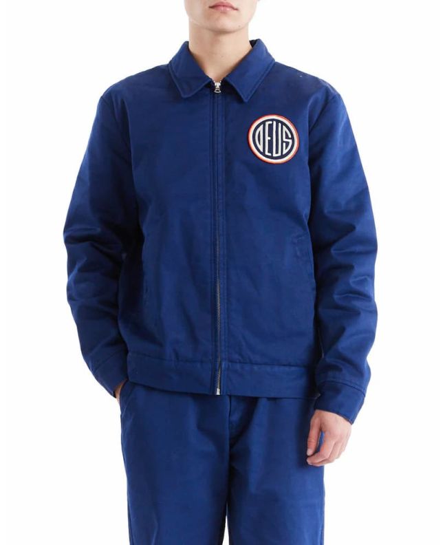 Hombre con chaqueta Deus Marnus Team Jacket Estate Blue 