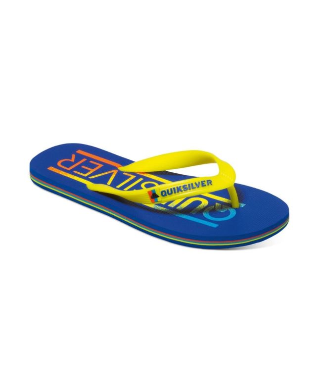 Chanclas de playa Molokai Wordmark Youth azules y amarillas para niño