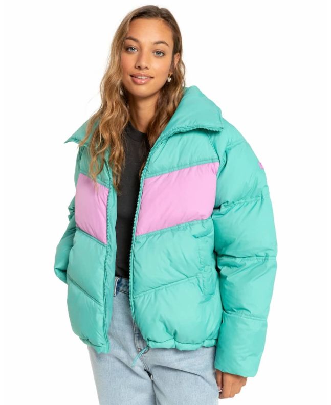 Mujer con chaqueta acolchada impermeable Billabong Winter Paradise Sea Green